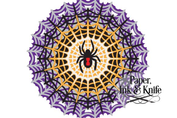 3D Spider Web Layered Papercut Template