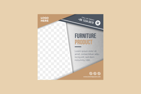Banner Square Furniture Product Brown Graphics for Social Media Posts