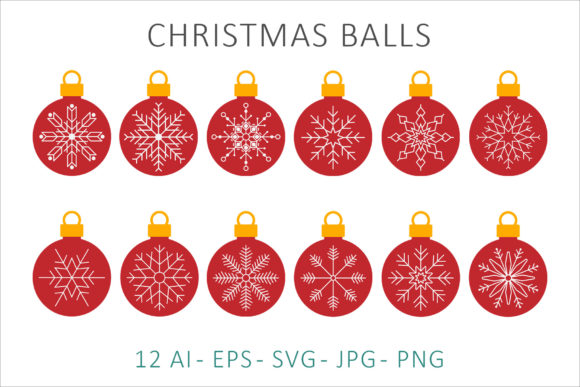 Christmas Balls with Snowflake SVG