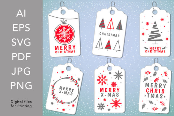 Christmas Gift Tags: Graphics & Print Templates for Creative Design
