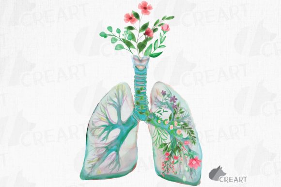 Floral Anatomical Human Lungs Design Art Graphics