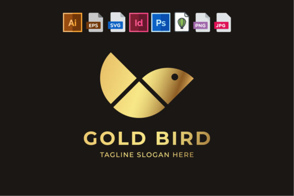 Gold Bird Logo Template Graphics and Logos