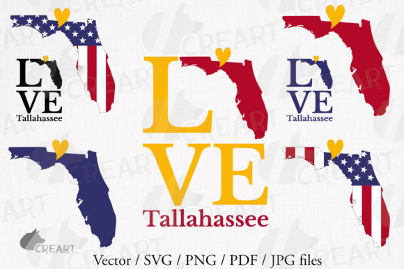 I Love Tallahassee Florida Map Decor Art Graphics