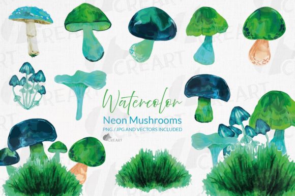 Magic Mushrooms Neon Green Decoration Graphics