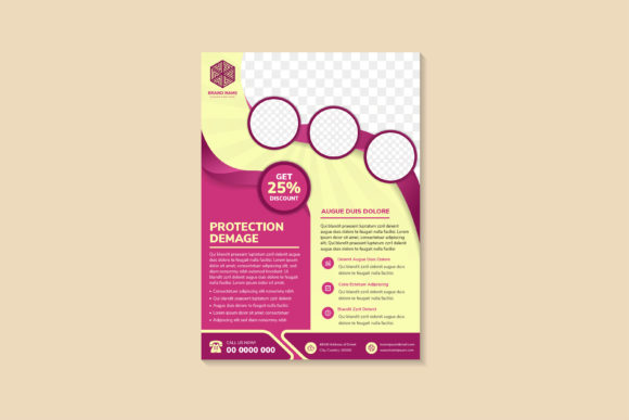 Protection Damage Vertical Flyer Pink: Graphics for Print Templates