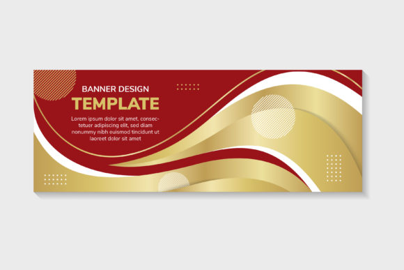 Red Gold Wavy Horizontal Banner Graphics