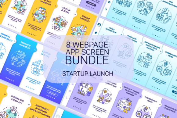 Startup Launch App Screens Bundle: Graphics for Digital Sellers