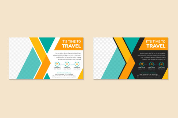 Time to Travel Vertical Banner Black Whi: Graphics & Print Templates