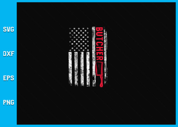 Vintage American Butcher Gift USA Flag Graphics